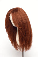 Kinky Straight Layered Glueless Human Hair Wig in Shade 350 Copper Sol, Ginger Copper Red, by Kora Strand
