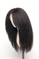 Kinky Straight Layered Glueless Human Hair Wig Showing the Defined Texture by Kora Strand