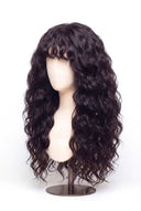 Loose Wave Fringe Layered Glueless Human Hair Wig Showing the Fringe and Defined Texture by Kora Strand
