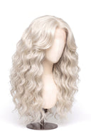 Loose Wave Layered Glueless Human Hair Wig in Shade 1001 Winter Pearl, Icy Platinum Blonde, by Kora Strand