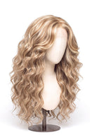 Loose Wave Layered Glueless Human Hair Wig in Shade 18/22 Cream Oat, Beige and Vanilla Blonde Highlights and Lowlights, by Kora Strand