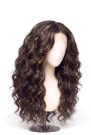 Loose Wave Layered Glueless Human Hair Wig in Shade 2/6 Espresso Chestnut, Dark and Chestnut Brown Highlights and Lowlights, by Kora Strand
