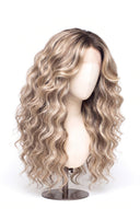 Loose Wave Layered Glueless Human Hair Wig in Shade T8-8/60 Vanilla Drift, Butter and Icy Blonde Highlights and Lowlights, by Kora Strand
