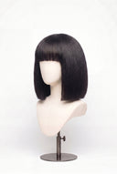 Silk Straight Bob Fringe Glueless Human Hair Wig Showing the Fringe and Defined Texture by Kora Strand