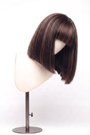 Silk Straight Bob Fringe Glueless Human Hair Wig in Shade 2/6 Espresso Chestnut, Dark and Chestnut Brown Highlights and Lowlights, by Kora Strand