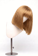 Silk Straight Bob Fringe Glueless Human Hair Wig in Shade 27 Miel Doré, Honey Golden Blonde, by Kora Strand
