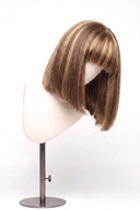Silk Straight Bob Fringe Glueless Human Hair Wig in Shade 6/27 Honeywood, Light Brown and Honey Blonde Highlights and Lowlights, by Kora Strand
