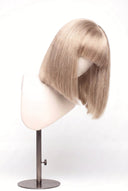 Silk Straight Bob Fringe Glueless Human Hair Wig in Shade 60 Ecru Pearl, Frosted Ash Beige Blonde, by Kora Strand
