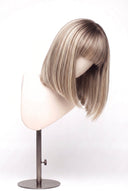 Silk Straight Bob Fringe Glueless Human Hair Wig in Shade T4-8/613 Rooted Ivory, Brown-Rooted Blonde Balayage, by Kora Strand