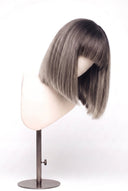 Silk Straight Bob Fringe Glueless Human Hair Wig in Shade T5-5/55 Ash Halo, Rooted Ash Brown with Light Ash Blonde Highlights, by Kora Strand