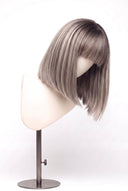 Silk Straight Bob Fringe Glueless Human Hair Wig in Shade T5-7/20 Mink Ash, Rooted Dark Ash Blonde Balayage Blend, by Kora Strand