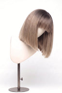 Silk Straight Bob Fringe Glueless Human Hair Wig in Shade T8/60 Ash Bronde, Ash Brown to Ash Beige Blonde Balayage, by Kora Strand