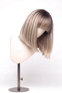 Silk Straight Bob Fringe Glueless Human Hair Wig in Shade T8-8/60 Vanilla Drift, Butter and Icy Blonde Highlights and Lowlights, by Kora Strand