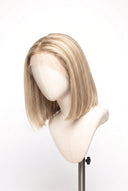 Silk Straight Bob Glueless Human Hair Wig in Shade 18/22 Cream Oat, Beige and Vanilla Blonde Highlights and Lowlights, by Kora Strand