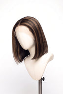 Silk Straight Bob Glueless Human Hair Wig in Shade 2/6 Espresso Chestnut, Dark and Chestnut Brown Highlights and Lowlights, by Kora Strand