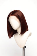 Silk Straight Bob Glueless Human Hair Wig in Shade 33 Auburn Éclat, Dark Auburn Copper Red, by Kora Strand