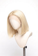Silk Straight Bob Glueless Human Hair Wig in Shade 613 Porcelain Gold, Neutral Warm Bleach Blonde, by Kora Strand