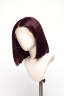 Silk Straight Bob Glueless Human Hair Wig in Shade 99J Wine Ink, Deep Burgundy Wine Red, by Kora Strand