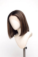 Silk Straight Bob Glueless Human Hair Wig in Shade T2-2/4 Cocoa Melt, Dark to Medium Brown Highlights and Lowlights, by Kora Strand