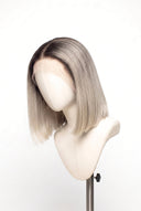 Silk Straight Bob Glueless Human Hair Wig in Shade T5/20 Mink Root, Rooted Ash Brown to Ash Blonde Balayage, by Kora Strand