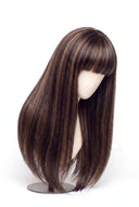 Silk Straight Fringe Glueless Human Hair Wig in Shade 2/6 Espresso Chestnut, Dark and Chestnut Brown Highlights and Lowlights, by Kora Strand