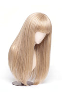 Silk Straight Fringe Glueless Human Hair Wig in Shade 60 Ecru Pearl, Frosted Ash Beige Blonde, by Kora Strand
