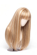 Silk Straight Fringe Glueless Human Hair Wig in Shade 613/27 Golden Cream, Light and Honey Blonde Highlights and Lowlights, by Kora Strand