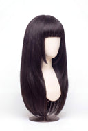 Silk Straight Fringe Layered Glueless Human Hair Wig Showing the Fringe and Defined Texture by Kora Strand