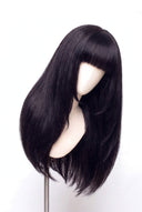 Silk Straight Fringe Layered Glueless Human Hair Wig in Shade 1 Noire Absolu, Jet Black, by Kora Strand