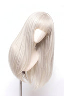 Silk Straight Fringe Layered Glueless Human Hair Wig in Shade 1001 Winter Pearl, Icy Platinum Blonde, by Kora Strand