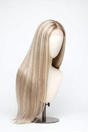 Silk Straight Glueless Human Hair Wig in Shade 18/60 Pearl Grain, Beige and Creamy Blonde Highlights and Lowlights, by Kora Strand
