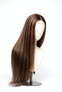 Silk Straight Glueless Human Hair Wig in Shade 2/6 Espresso Chestnut, Dark and Chestnut Brown Highlights and Lowlights, by Kora Strand