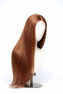 Silk Straight Glueless Human Hair Wig in Shade 30 Smoked Amber, Light Auburn with Copper Gold Undertones, by Kora Strand