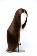 Silk Straight Glueless Human Hair Wig in Shade 4 Cacao Riche, Chocolate Brown, by Kora Strand