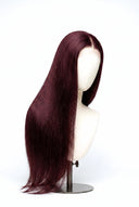 Silk Straight Glueless Human Hair Wig in Shade 99J Wine Ink, Deep Burgundy Wine Red, by Kora Strand