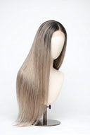 Silk Straight Glueless Human Hair Wig in Shade T8/60 Ash Bronde, Ash Brown to Ash Beige Blonde Balayage, by Kora Strand