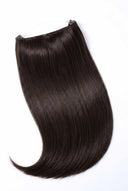 Silk Straight Halo Extension Showing the Hair Texture and Length by Kora Strand