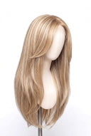 Silk Straight Layered Glueless Human Hair Wig in Shade 18/22 Cream Oat, Beige and Vanilla Blonde Highlights and Lowlights, by Kora Strand
