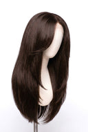 Silk Straight Layered Glueless Human Hair Wig in Shade 2 Midnight Espresso, Darkest Brown, by Kora Strand