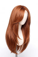 Silk Straight Layered Glueless Human Hair Wig in Shade 30 Smoked Amber, Light Auburn with Copper Gold Undertones, by Kora Strand