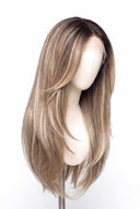 Silk Straight Layered Glueless Human Hair Wig in Shade T8-8/60 Vanilla Drift, Butter and Icy Blonde Highlights and Lowlights, by Kora Strand