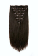 Silk Straight Signature Clip-In Extensions in Virgin Human Hair with Double-Drawn Double-Wefted Multi-Weft Clip-In Set by Kora Strand