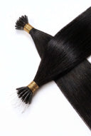 Silk Straight StrandBond Nano-Tip Extensions Showing the Hair Texture and Length by Kora Strand