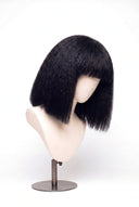 Yaki Straight Bob Fringe Glueless Human Hair Wig in Shade 1 Noire Absolu, Jet Black, by Kora Strand
