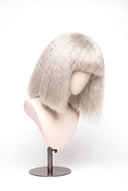 Yaki Straight Bob Fringe Glueless Human Hair Wig in Shade 1001 Winter Pearl, Icy Platinum Blonde, by Kora Strand