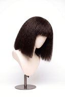 Yaki Straight Bob Fringe Glueless Human Hair Wig in Shade 2 Midnight Espresso, Darkest Brown, by Kora Strand