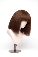 Yaki Straight Bob Fringe Glueless Human Hair Wig in Shade 6 Maple Brun, Light Chestnut Brown, by Kora Strand