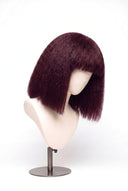 Yaki Straight Bob Fringe Glueless Human Hair Wig in Shade 99J Wine Ink, Deep Burgundy Wine Red, by Kora Strand
