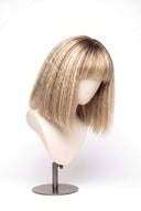 Yaki Straight Bob Fringe Glueless Human Hair Wig in Shade T4-8/613 Rooted Ivory, Brown-Rooted Blonde Balayage, by Kora Strand