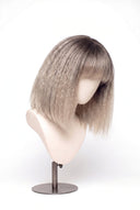 Yaki Straight Bob Fringe Glueless Human Hair Wig in Shade T5/20 Mink Root, Rooted Ash Brown to Ash Blonde Balayage, by Kora Strand